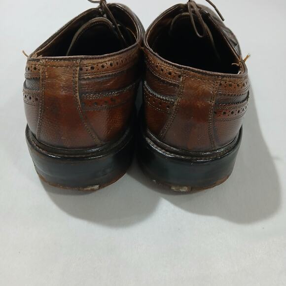 Allen Edmonds Mens Wingtip Oxford Shoes 10.5C Brown Leather Brogue Dress Vintage main image 8